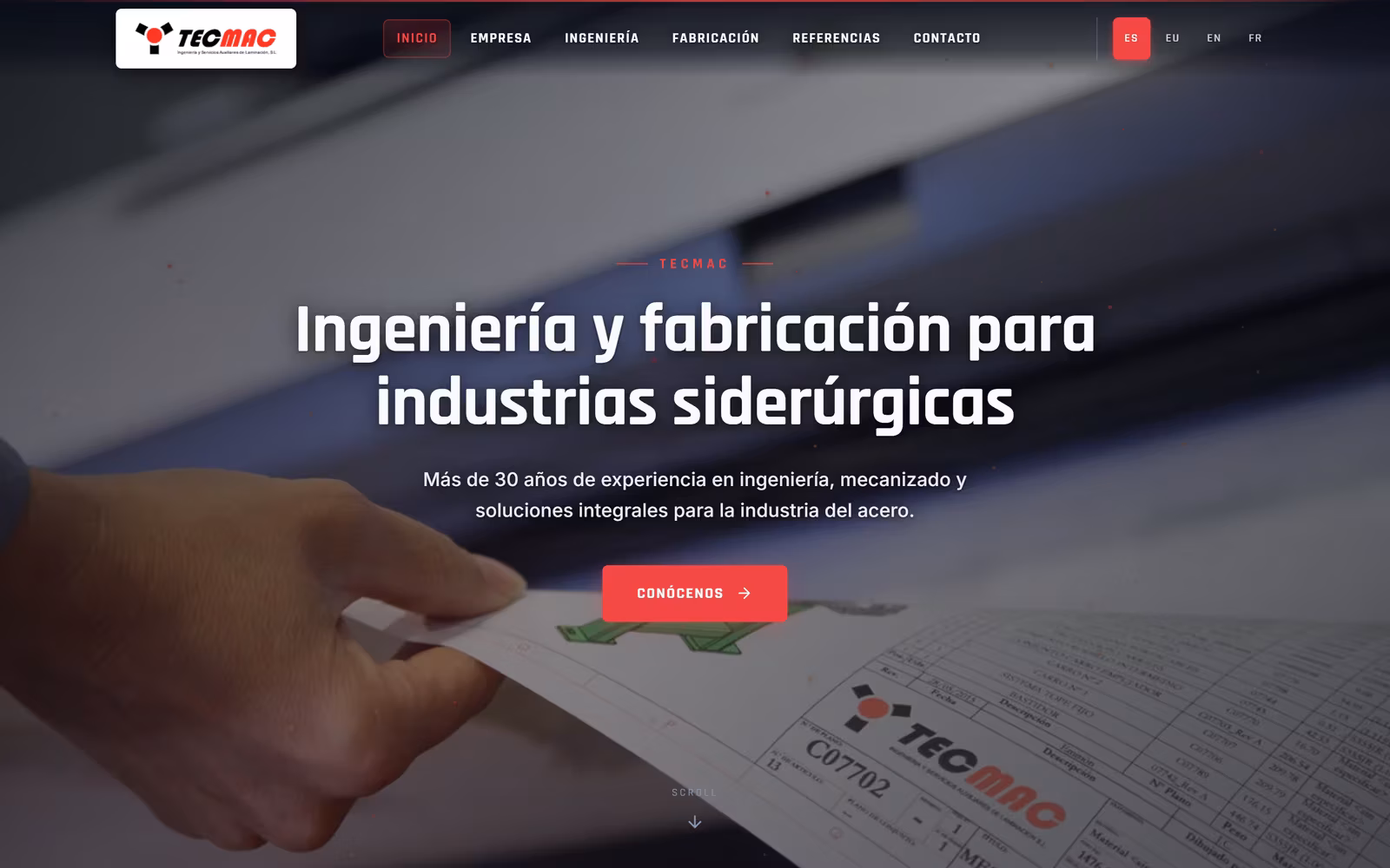 Captura de la web de Tecmac diseñada por Unax Aller